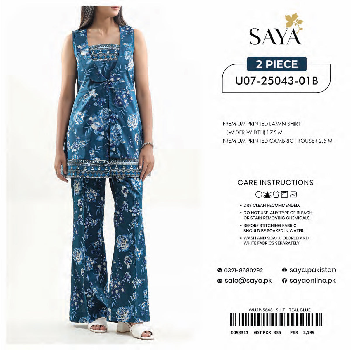 SAYA 2PC UNSTITCHED PRINTED LAWN  COLLECTIONS