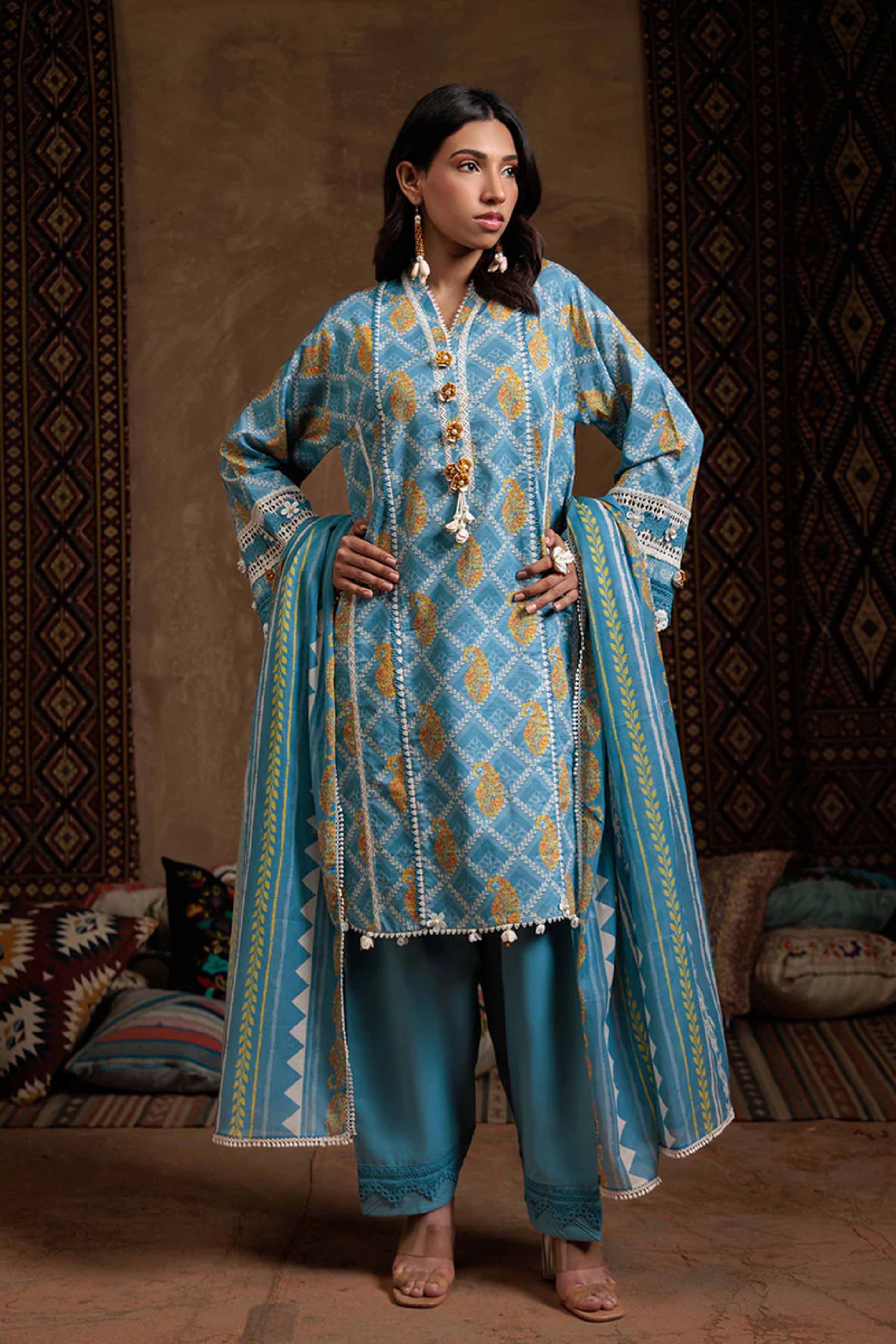 Bohemian 3pc Digital Printed Lawn Suite Collections