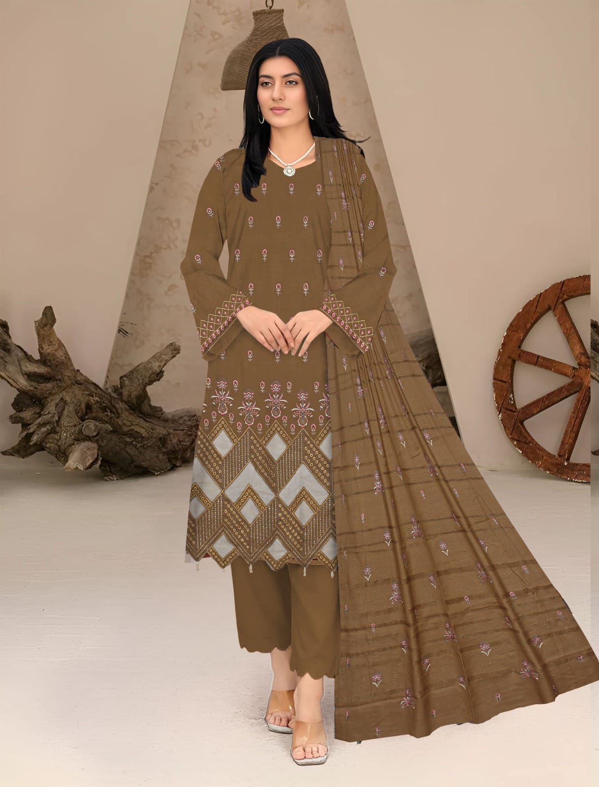 3PC EMB DHANAK COLLECTION VOL#5